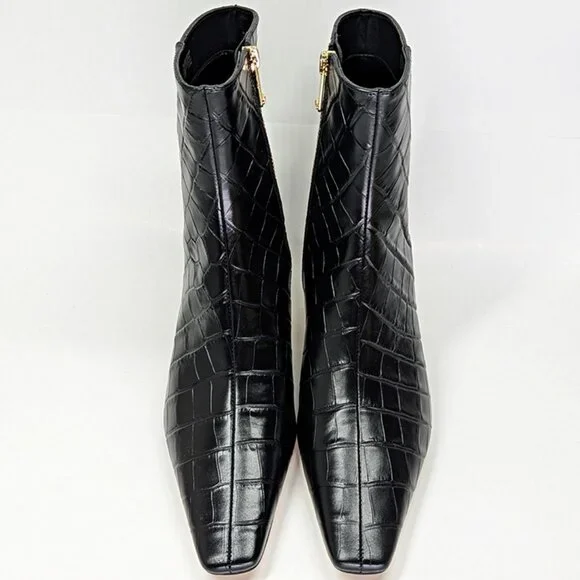 Michael Kors Black Croc-Embossed Heeled Boots - Picture 7 of 12